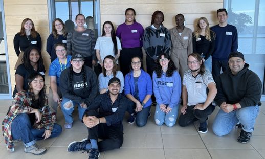 A group of students pose together at an NSCC campus.
