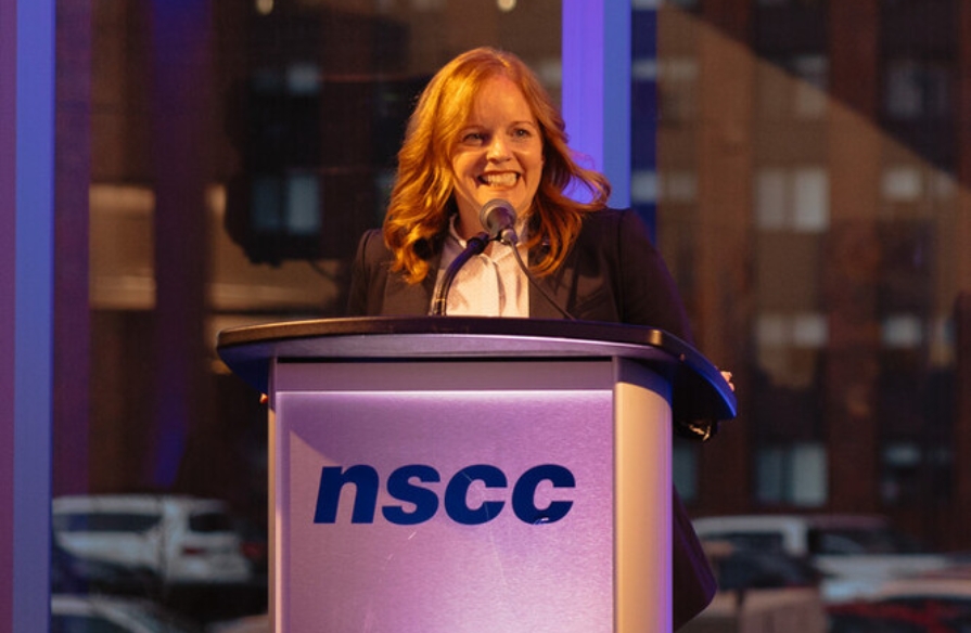 Sydney Waterfront Campus Principal Carla Arsenault speaking at Opening Reception.