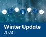 Hyperlinked NSCC Foundation Winter 2024 Update photo with white and blue winter ornaments with white text below saying "Winter Update 2024."