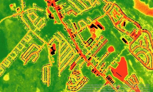 Aerial map of an urban area.