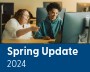 Hyperlinked NSCC Foundation Spring 2024 Update photo with students on computer together with white text below saying "Spring Update 2024."