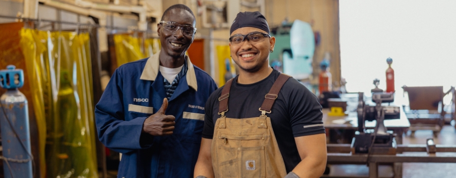 From left to right: Welding faculty Frederick Crawley and Shane Lloyd.