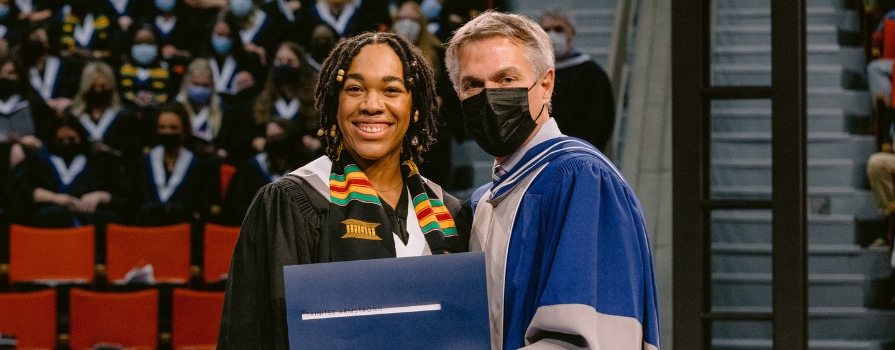 Trinitee Armstrong with NSCC President Don Bureaux at convocation.