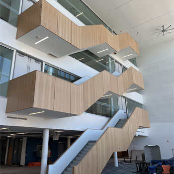 A photo of the stairwell in NSCC's new Sydney Waterfront Campus.