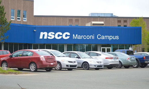 Photo of the front entrance of NSCC's Marconi Campus.