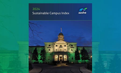 Photo of the front cover of 2024 Sustainable Campus Index report.