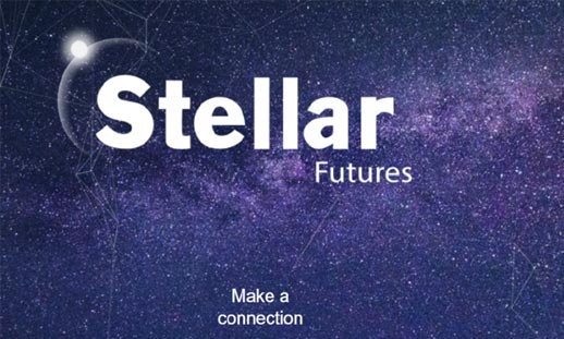 Purple logo of stars with Stellar Futures title on image.