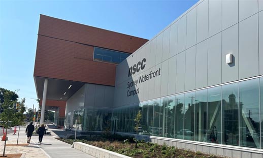 Outside view of NSCC's new Sydney Waterfront Campus in Cape Breton.