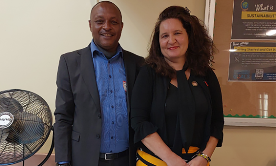 Principal Temba visited NSCC in October 2024 pictured here with VP Jill Provoe